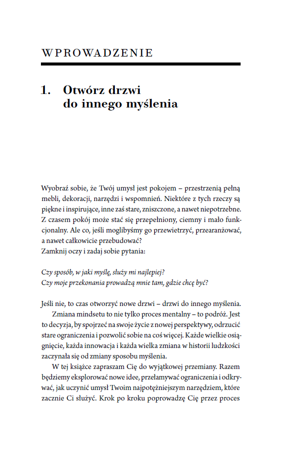 Strona książki Zhakuj swój mindset wprowadzenie